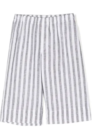 Il gufo Elasticated-waistband striped linen shorts