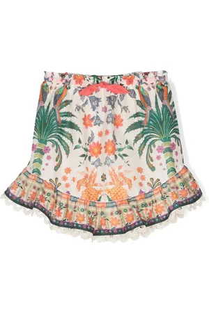 ZIMMERMANN Tropical-print cotton skirt