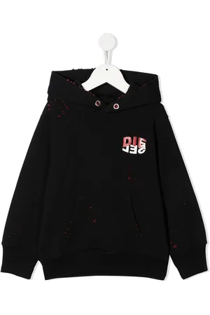 Diesel TEEN distressed logo print pullover hoodie