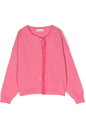 MONNALISA Lace-detail wool cardigan