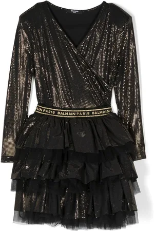 Balmain Logo-waistband wrap dress