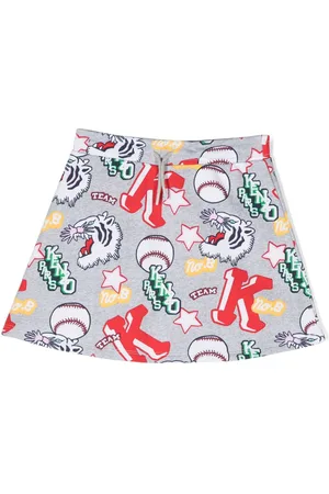 Kenzo Varsity Tiger-print drawstring skirt