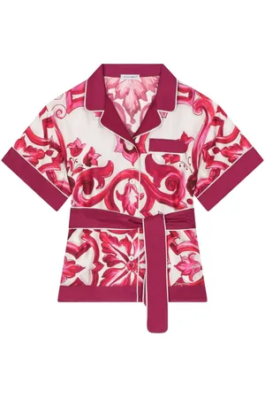 Dolce & Gabbana Majolica-print belted silk shirt