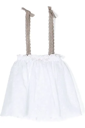 LA STUPENDERIA Pleated lace suspender-strap skirt