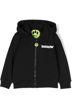 BARROW Logo-print detail zipped hoodie