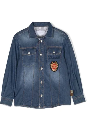Roberto Cavalli Logo-patch denim shirt