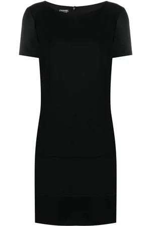 CHANEL 1998 silk-trim short-sleeved dress