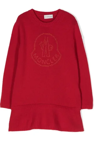 Moncler Logo-embroidered virgin-wool knitted dress
