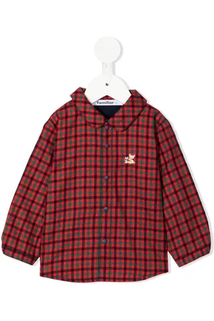 Familiar Gingham-check panelled shirt