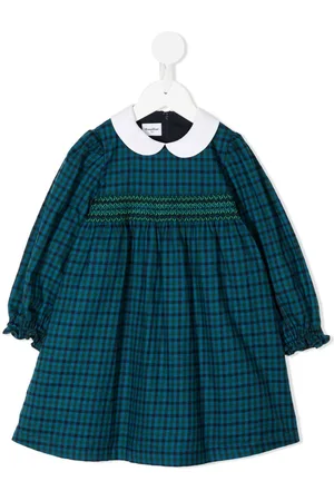 Familiar Check-print long-sleeve dress
