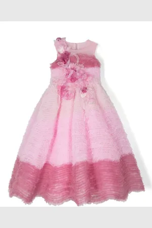 Marchesa Notte Tiered-tulle flared dress