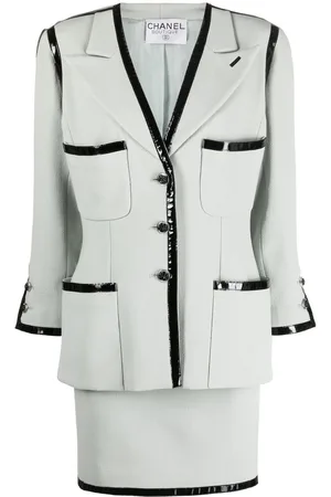 CHANEL 1990s two-tone single-breasted skirt suit