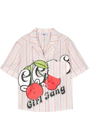 GCDS Stripe-pattern graphic-print shirt