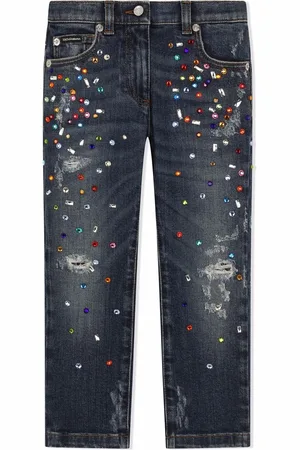 Dolce & Gabbana Bead-embellished distressed jeans