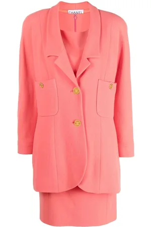 CHANEL 1980s CC-button dress and blazer set