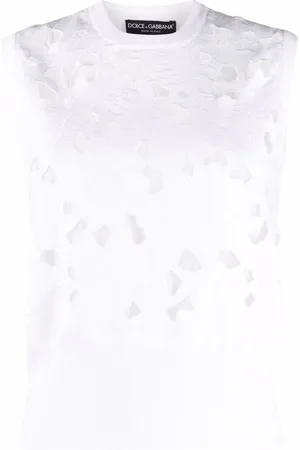 Dolce & Gabbana Floral-embroidery open-work tank top