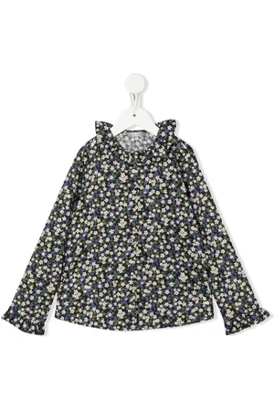 Il gufo Floral-print ruffle-collar shirt