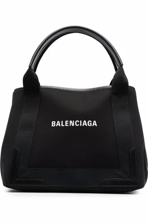 Balenciaga Navy Cabas logo tote bag