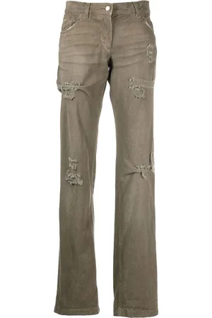Dolce & Gabbana 2000s ripped-effect straight-legged trousers