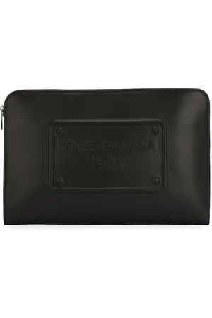 Dolce & Gabbana Logo-debossed leather clutch bag