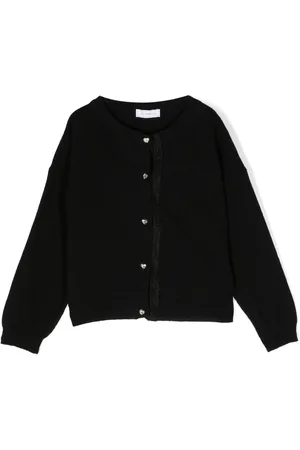 MONNALISA Lace-detail wool cardigan