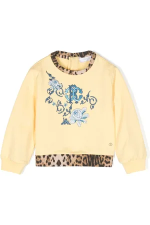 Roberto Cavalli Leopard-trimmed embroidered sweatshirt