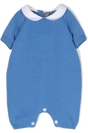 LITTLE BEAR Rounded-collar knitted cotton romper