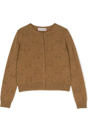 BONPOINT Perforated-cherry embellished cashmere cardigan