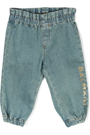 Balmain Logo-print elasticated tapered jeans