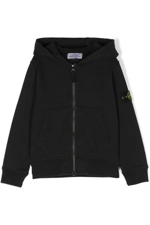 Stone Island Compass-patch zip-up cotton hoodie