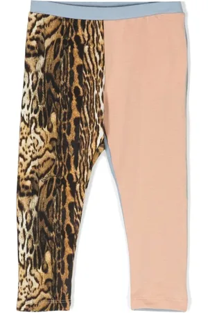 Roberto Cavalli Embroidered-logo contrasting panel leggings