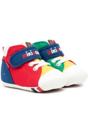 Miki House Logo-embroidered colour-block sneakers