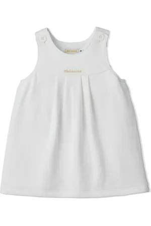 Miki House Embroidered-logo pinafore dress