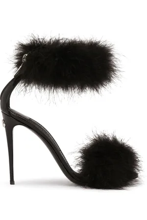 Dolce & Gabbana 105mm feather-trim leather sandals