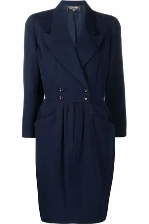 CHANEL 1980s peak lapels double-breasted dress