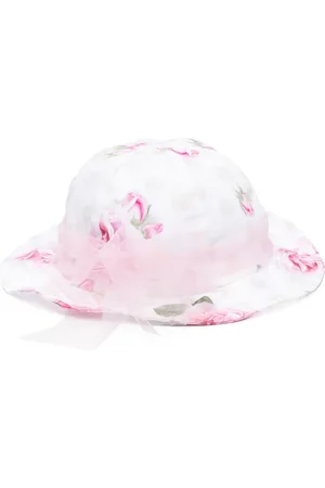 MONNALISA Floral-print tulle-trim hat
