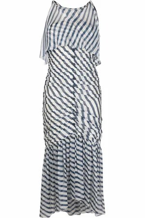 CHANEL 2008 ruched striped midi dress