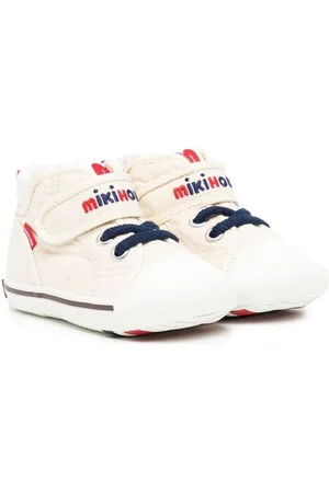 Miki House Logo-embroidered high-top sneakers