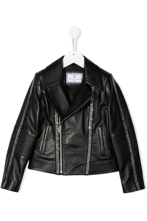 Philipp Plein Logo zipped biker jacket