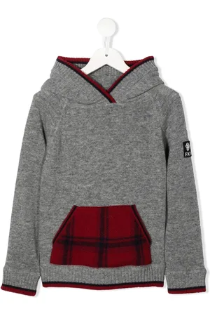FAY Logo-patch fine-knit hoodie