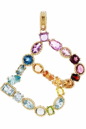 Dolce & Gabbana Rainbow Alphabet B 18kt yellow multi-stone pendant