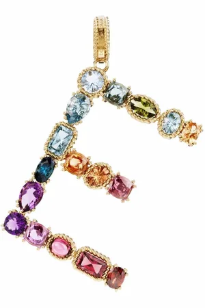 Dolce & Gabbana 18kt yellow E letter gemstone pendant