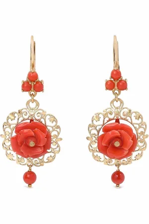 Dolce & Gabbana 18kt yellow Rose coral earrings