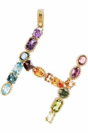 Dolce & Gabbana 18kt yellow H letter gemstone pendant