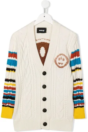 BARROW Cable-knit striped cardigan
