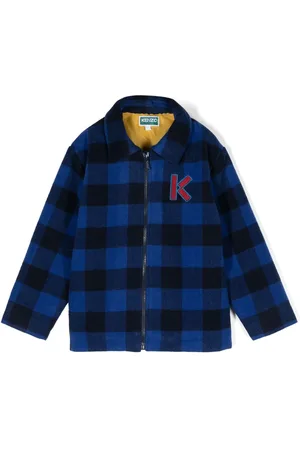 Kenzo Logo-embroidered checked wool jacket