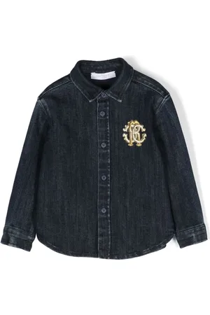 Roberto Cavalli Embroidered-logo denim shirt