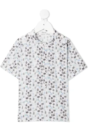 BONPOINT Tree-print collarless shirt