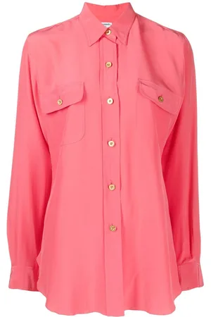 CHANEL 1990-2000s logo-button silk shirt