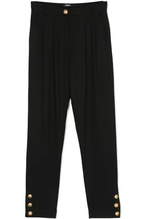 Balmain Buttoned-cuff high-waisted trousers